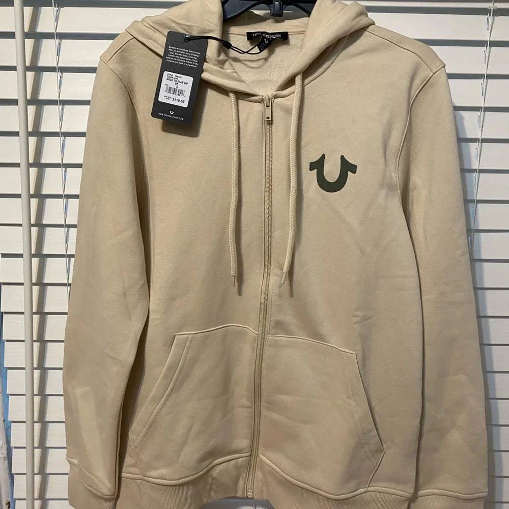 True Religion Men's Buddha Logo Zip Hoodie Sweatshirt - Picture 3 of 4
